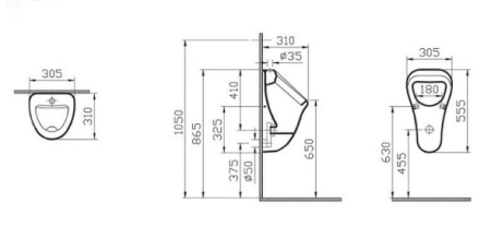 Фото писсуар vitra arkitekt 6202b003-0198 подвод сверху, белый