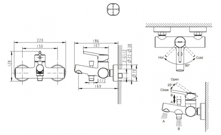 Фото смеситель для ванны и душа bravat palace, черный