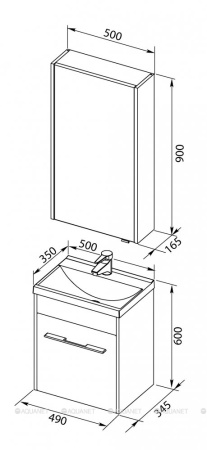 Фото комплект мебели aquanet августа 50 белый (ручка хром)