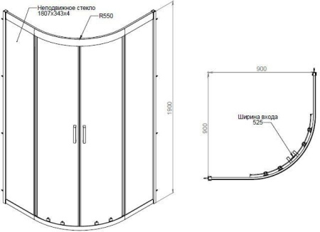 Фото душевой угол am.pm gem 90*90 см, профиль хром/стекло прозрачное