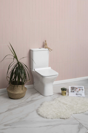 Фото унитаз напольный безободковый aquanet rimless cube-c cl-12248b белый, сиденье микролифт