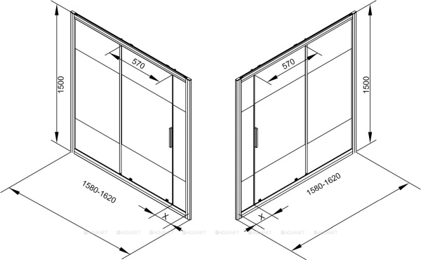 Фото шторка для ванны aquanet practic ae10-b-160h150u-cp 160*150 см, прозрачное стекло
