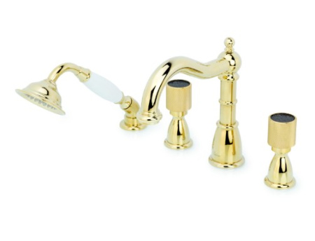 Фото смеситель на борт ванны boheme royal crystal 395-royal/crst black, золото