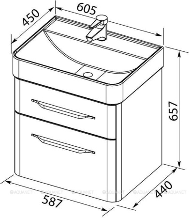 Фото тумба подвесная с раковиной aquanet виченца 60 белый