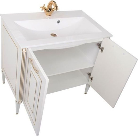 Фото комплект мебели  aquanet паола 90 белый/золото (литьевой мрамор)