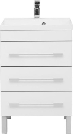 Фото тумба напольная с раковиной aquanet верона 58 белый, 3 ящика