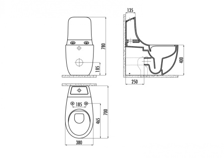 Фото унитаз напольный безободковый creavit foglia fg360-11cb00e-0000, белый