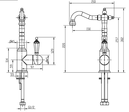Фото смеситель для раковины высокий boheme imperiale ripresa 322, золото