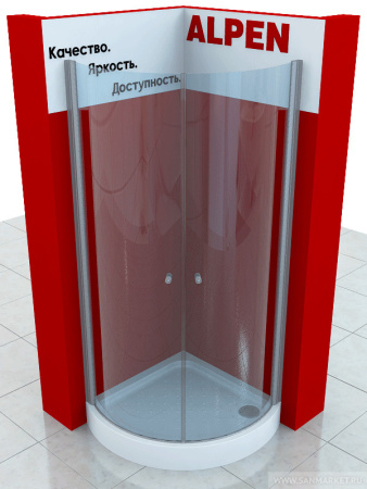 Фото душевой угол alpen alpina a160n-80 80*80 см, профиль хром/стекло прозрачное
