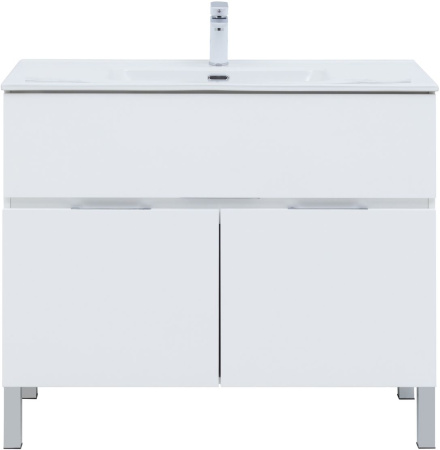 Фото комплект мебели aquanet алвита new 100 1 ящик, 2 дверцы, белый матовый