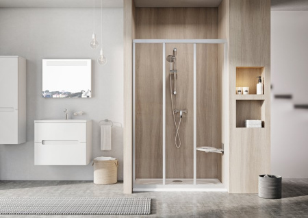 Фото дверь в нишу ravak supernova asdp3-130 00vj03r2z1 130*198 см, профиль черный/стекло прозрачное