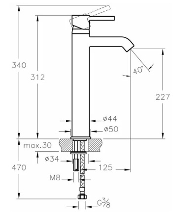 Фото смеситель для раковины высокий vitra minimax s a41990exp, хром