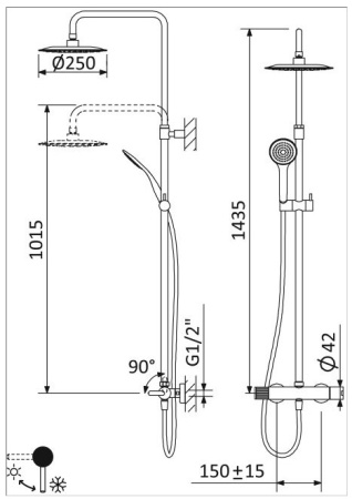 Фото душевая колонна cezares leaf-cda-25-l-nop, черный матовый