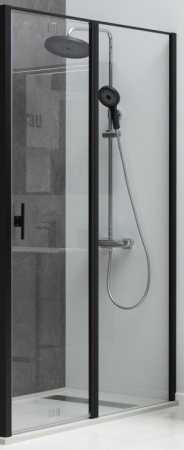 Фото дверь в нишу allen brau priority 3.31003.bba 90*200 см, профиль черный браш/стекло прозрачное