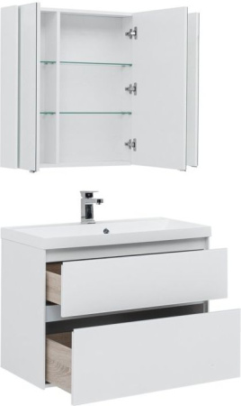 Фото комплект мебели aquanet гласс 90 белый