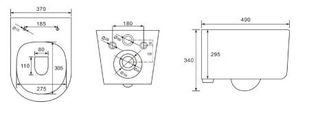 Фото унитаз-компакт подвесной безободковый aquatek мия aq2004-mb 490*370*340 мм, черный матовый, горизонтальный выпуск, тонкое сиденье с механизмом плавного закрывания, крепеж