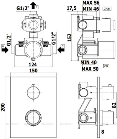 Фото встраиваемый смеситель для ванны и душа paffoni light liq513cr термостат, хром