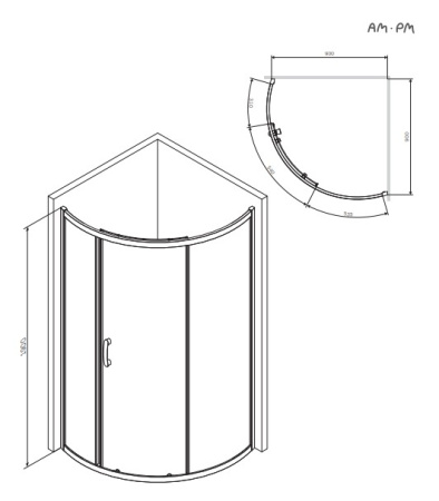 Фото душевой угол am.pm like 90*90 см, профиль хром/ стекло тонированное