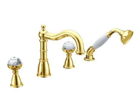 Фото смеситель на борт ванны boheme imperiale 392, золото