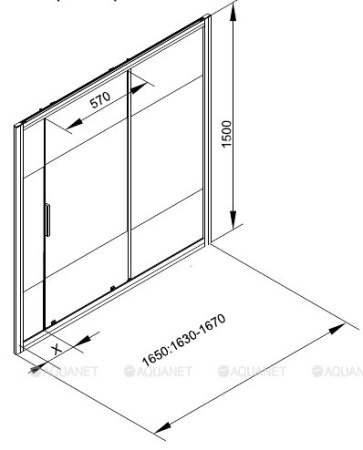 Фото шторка для ванны aquanet practic ae10-b-165h150u-cp 165, прозрачное стекло/шелкография