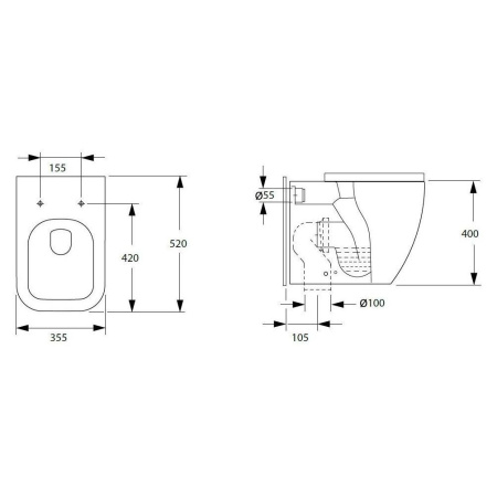 Фото унитаз приставной allen brau infinity 4.21003.20 безободковый, белый глянец
