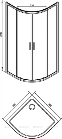 Фото душевой угол aquanet practic ae10-q-90x90u-cp 90*90*200 см, стекло матовое/прозрачное 
