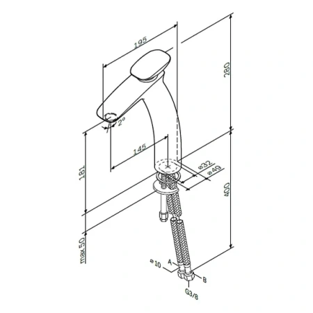 Фото смеситель для раковины am.pm spirit v2.0 высокий, хром
