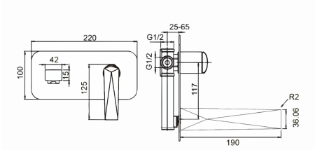 Фото смеситель для раковины встраиваемый в стену boheme venturo 385-b, черный/золото