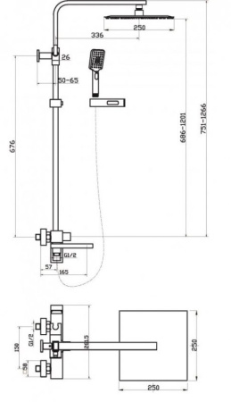 Фото душевая колонна belbagno luce luc-vscm-oro, золото