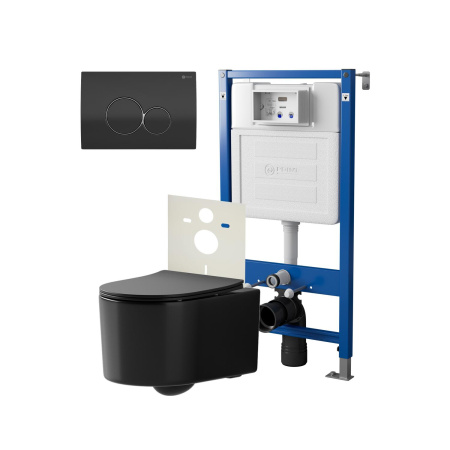 Фото сет: инсталляция point элемент pn45120 + клавиша виктория черн/хром pn44061bc +унитаз веста чёрн мат