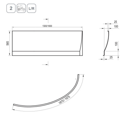 Фото фронтальная панель ravak avocado l 160 см, czq1000a00
