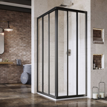 Фото душевой угол ravak supernova asrv3-80 15v403r2z1 80*198 см, профиль черный/стекло прозрачное