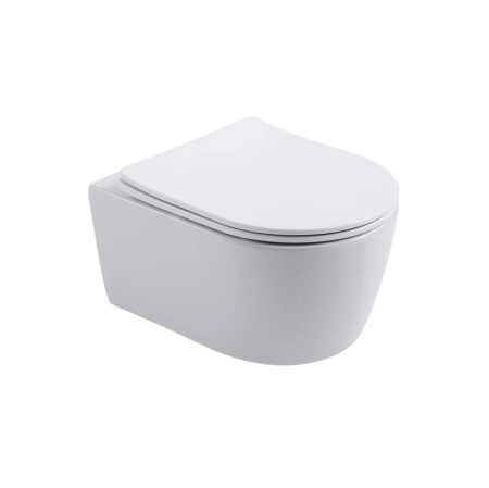 Фото унитаз-компакт подвесной безободковый aquatek европа aq1106-00 490*360*250 мм, горизонтальный выпуск, тонкое сиденье с механизмом плавного закрывания, крепеж