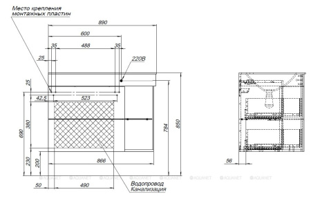 Фото тумба подвесная de aqua трио люкс 80 new l белая grass