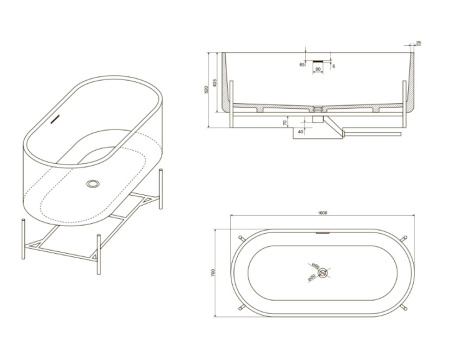 Фото ванна из искусственного камня ntbagno amiata nt303 160*70 см, белая