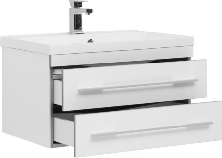 Фото тумба подвесная с раковиной aquanet верона 75 белый, 2 ящика