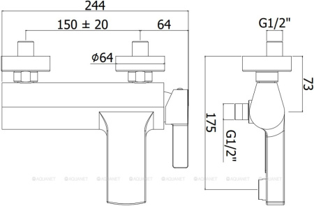 Фото смеситель для ванны и душа paffoni rock ro023cr, хром