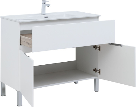 Фото комплект мебели aquanet алвита new 100 1 ящик, 2 дверцы, белый матовый