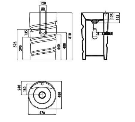 Фото раковина напольная creavit cl084-00cb00e-0000, белая