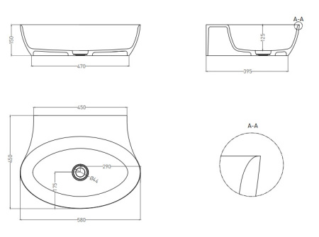 Фото раковина salini s-stone alda wall 01 140321mrf, матовая покраска по ral полностью
