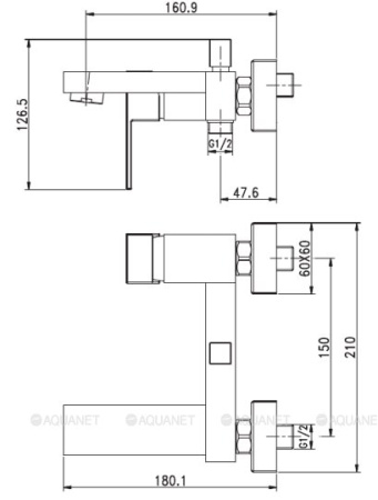 Фото смеситель для ванны и душа aquanet blanco af420-20w, белый