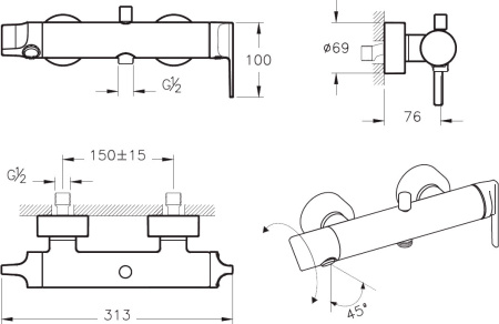 Фото смеситель для ванны vitra suit a42488exp, хром