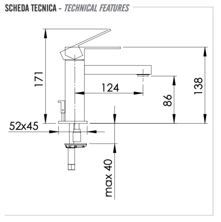 Фото смеситель для раковины remer q-design qd10 д/к, хром