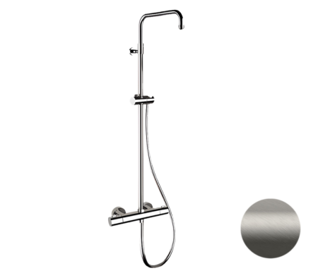 Фото душевая система термостатическая remer elegance eq32assdnpo, никель матовый брашированный