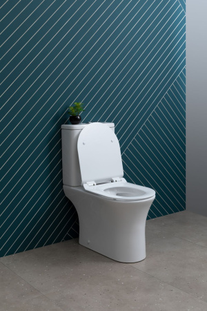 Фото унитаз напольный безободковый aquanet rimless roll 2-c cl-12289 белый, сиденье микролифт