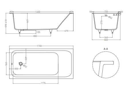Фото ванна salini s-sense orlanda 102016mrf 170*80 см, матовая покраска по ral полностью