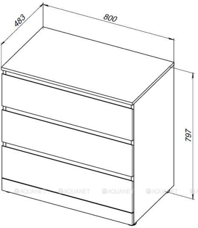 Фото комод aquanet сканди 80*48 см, дуб крафт (3 ящика)