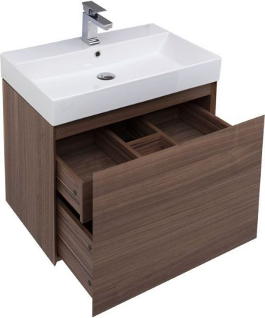 Фото тумба подвесная с раковиной aquanet нью-йорк 70 орех