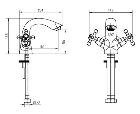 Фото смеситель для раковины boheme tradizionale cromo 271, хром