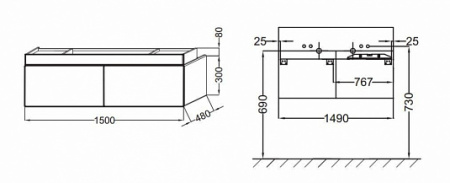 Фото тумба под раковину jacob delafon terrace eb1189-g98 150 см, синий бархат